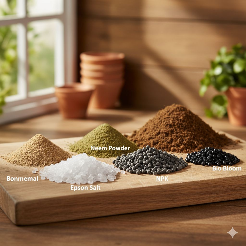 Care Combo Kit - Set of 6 - Bone Meal, Epsom Salt, NPK (500 g each), Neem Powder (1 Kg), Cocopeat (1 Kg), Bio Bloom (100 g)