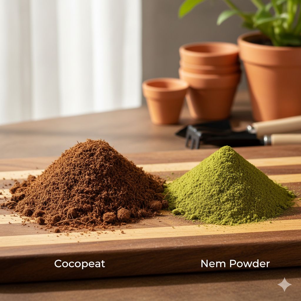 Soil Prep Duo - Set of 2 - Cocopeat 1 Kg, Neem Powder 1 Kg - Improves soil & protects naturally
