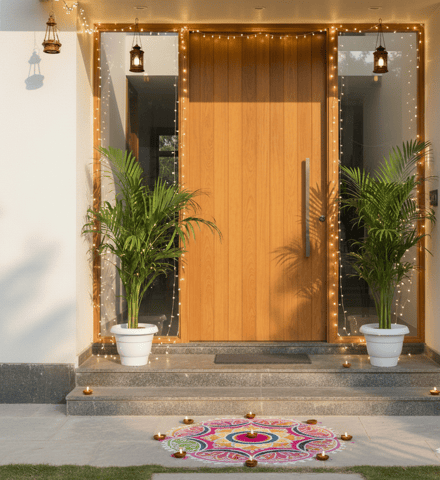 Perfect Festive Combo - Set of 2 - Areca Palm Bushy in 10 Inch White Classy Pot