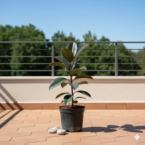 Rubber Black in 5 Inch Nursery Pot