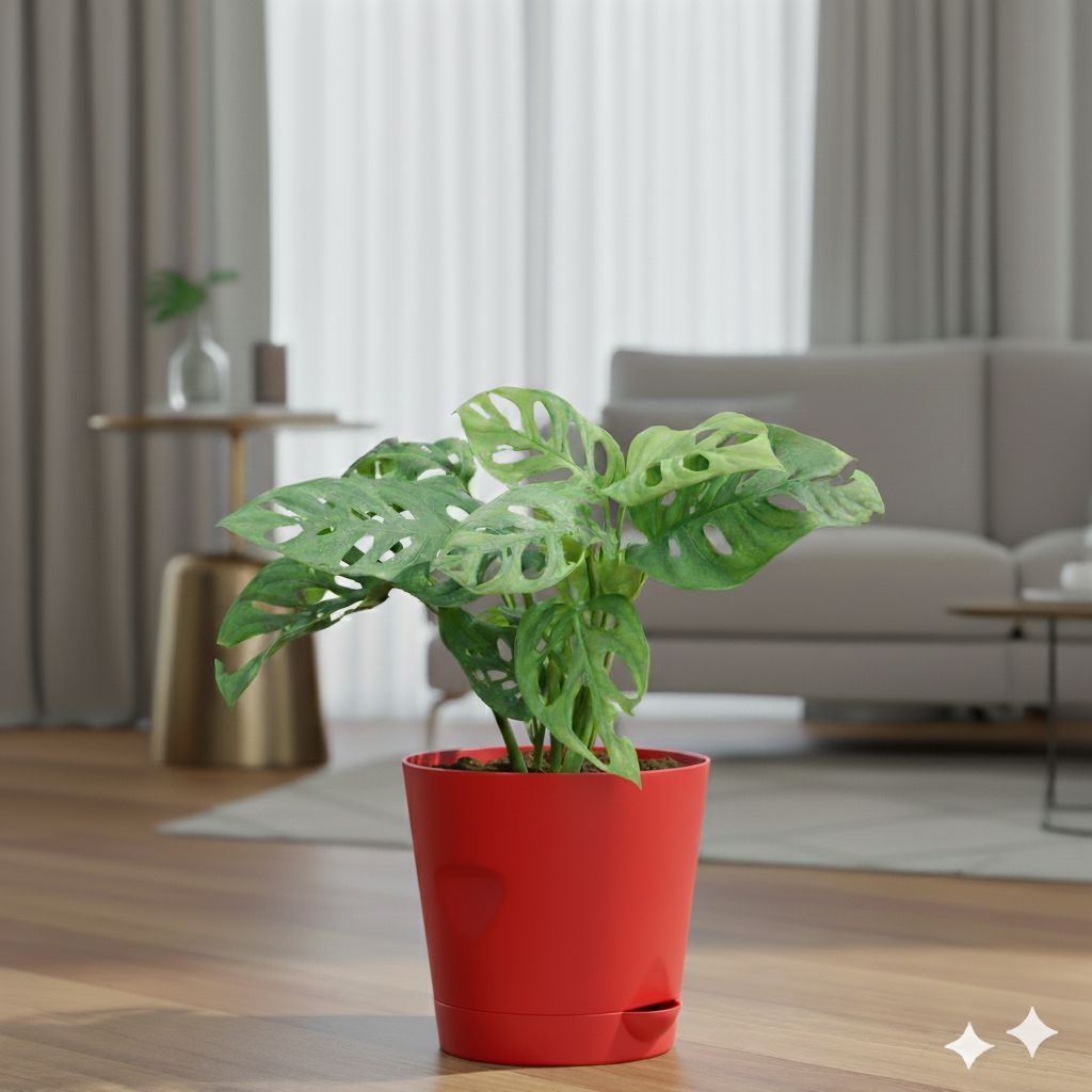 Monstera Broken Heart  in 4 Inch Red Florence Self Watering Pot