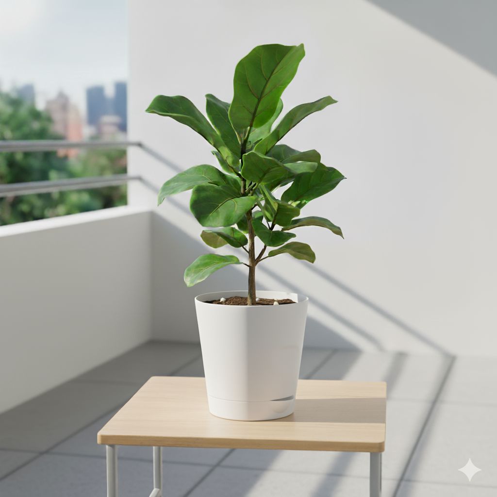 Fiddle Leaf Fig in 4 Inch White Florence Self Watering Pot