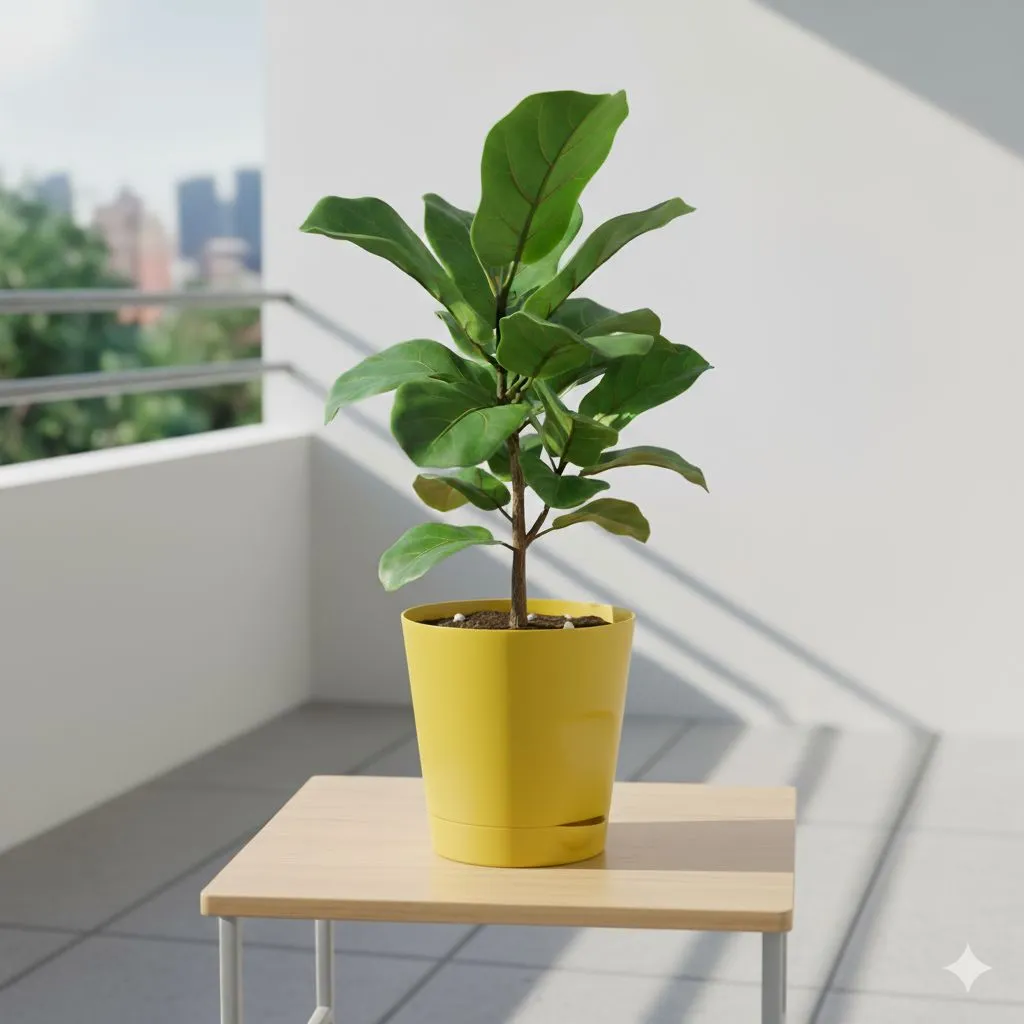 Fiddle Leaf Fig in 4 Inch Yellow Florence Self Watering Pot