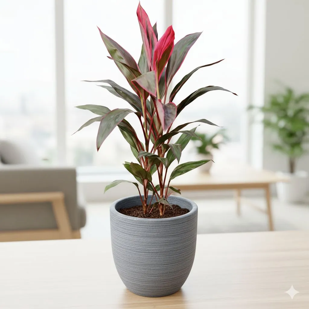 Dracaena Mahatma in 12 X 12 Inch Sandstone Premium Orbis Fiberglass Planter with tray- Durable large size decorative fiber pot for indoor outdoor plants with 5 year warranty