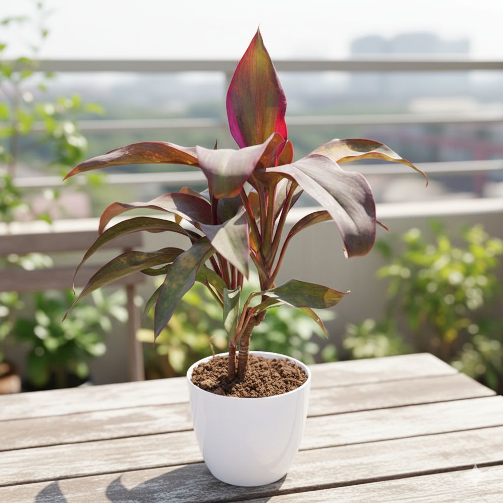 Dracaena Rosea in 4 Inch White Premium Orchid Round Plastic Pot