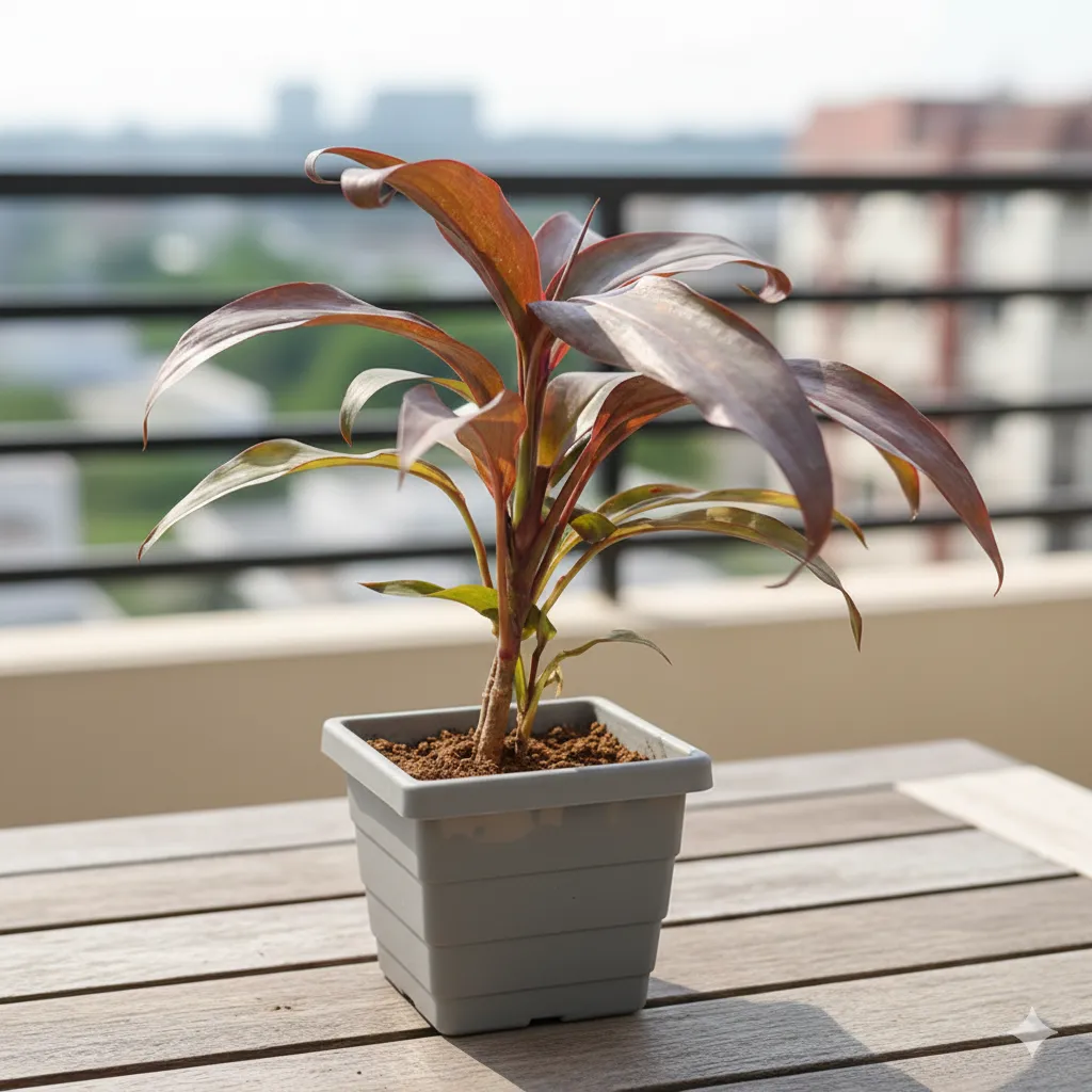 Dracaena Rosea in 4 Inch Grey Premium Orchid Square Plastic Pot