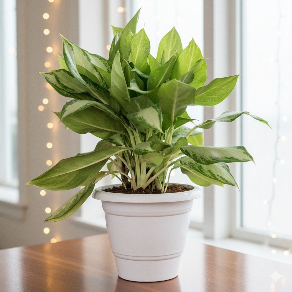 Aglaonema Mother in 12 Inch Classy White Plastic Pot