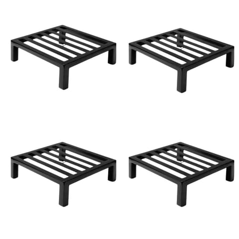 Set of 4 - 8 x 8 x 5 Inch Black Heavy Square Plant Stand | Anti Rust Powder Coated | Square Planter Stand for Living Room, Outdoor & Indoor Plants - 4 Pcs