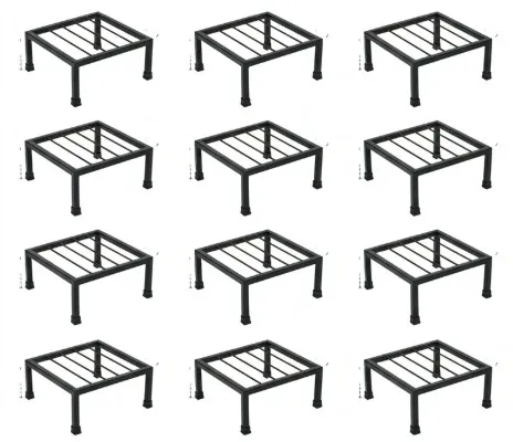 Set of 12 - 8 x 8 x 5 Inch Black Heavy Square Plant Stand | Anti Rust Powder Coated | Square Planter Stand for Living Room, Outdoor & Indoor Plants