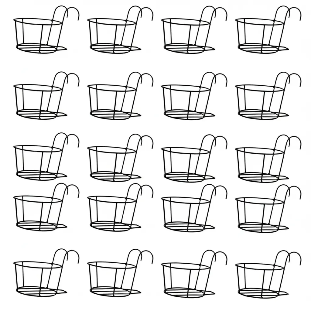 Set of 20 - 8 X 7 Inch Black Railing Basket