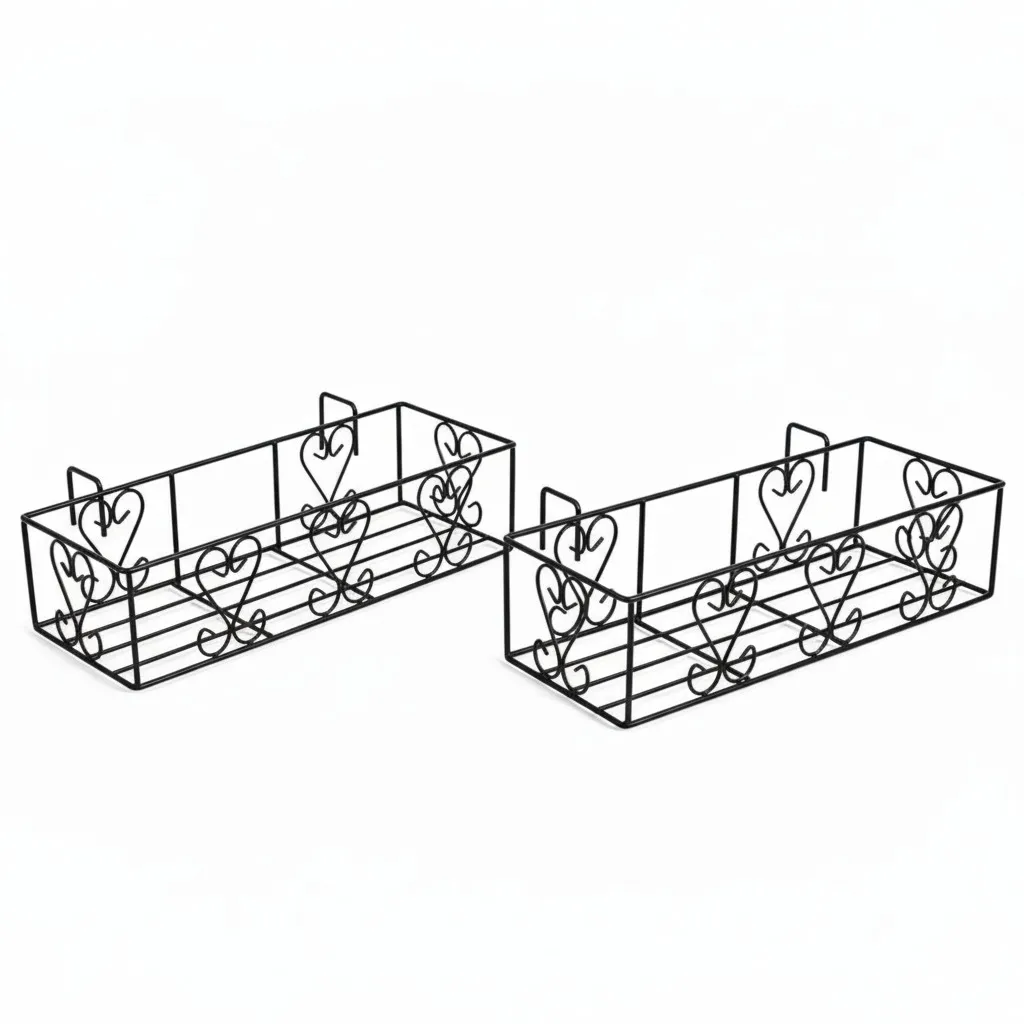 Set of 2 - 24 Inch (24 x 8.5 x 6 Inch) Black Double Basket Plant Stand