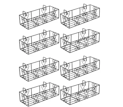 Set of 8 - 24 Inch (24 x 8.5 x 6 Inch) Black Double Basket Plant Stand