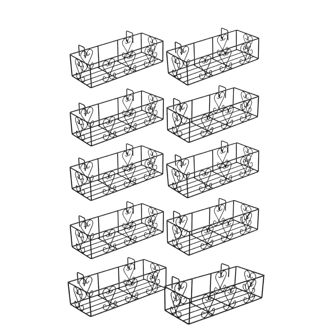 Set of 10 - 24 Inch (24 x 8.5 x 6 Inch) Black Double Basket Plant Stand