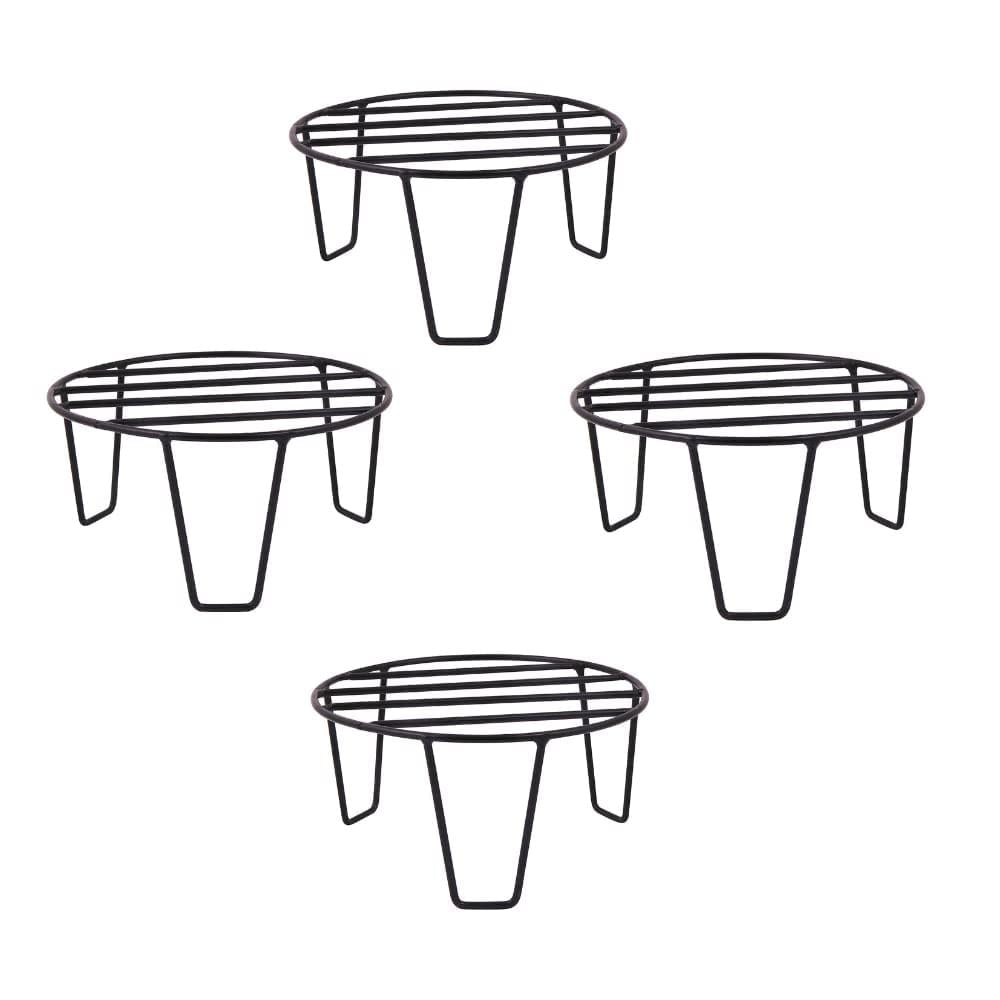Set of 4 - 8 x 8 x 4 Inch Black Round Planter Stand