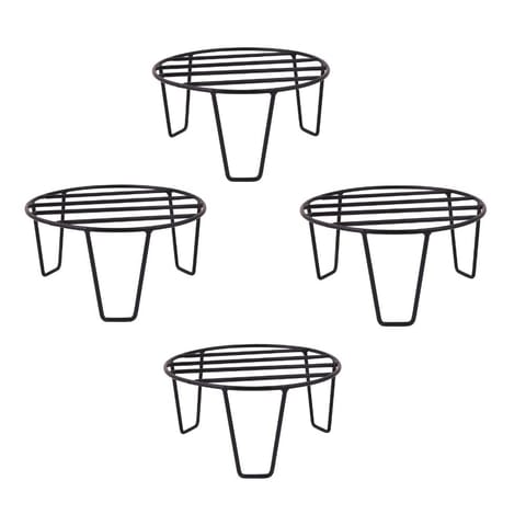 Set of 4 - 8 x 8 x 4 Inch Black Round Planter