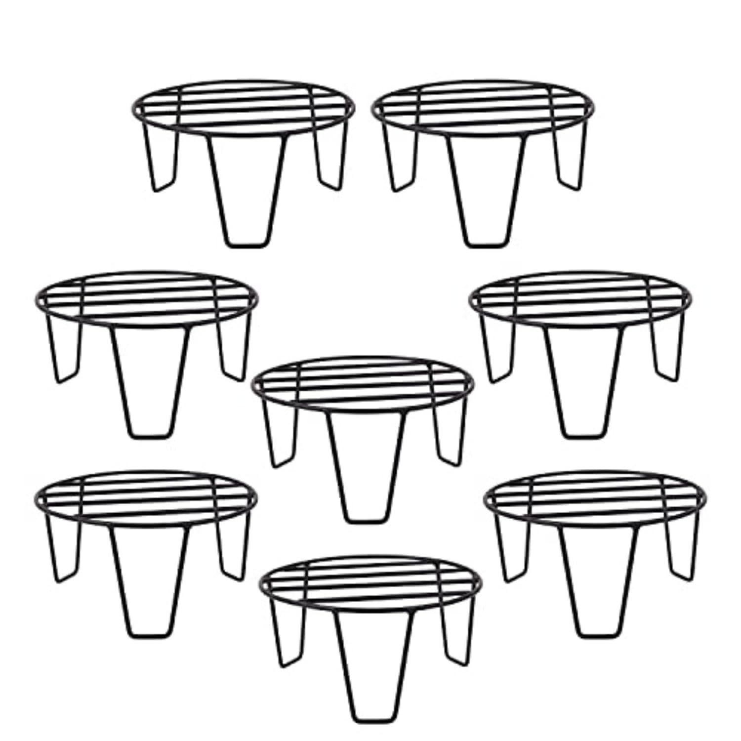 Set of 8 - 8 x 8 x 4 Inch Black Round Planter Stand