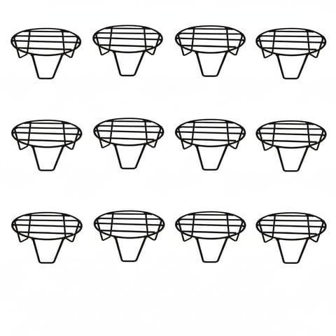 Set of 12 - 8 x 8 x 4 Inch Black Round Planter Stand