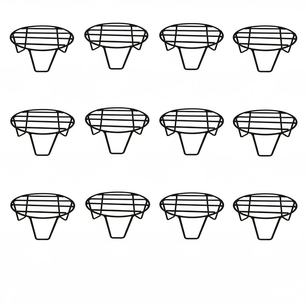 Set of 12 - 8 x 8 x 4 Inch Black Round Planter Stand