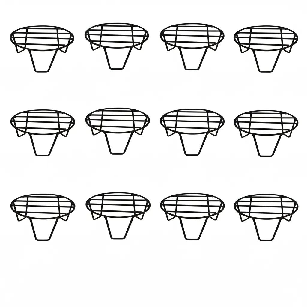 Set of 12 - 8 x 8 x 4 Inch Black Round Planter Stand