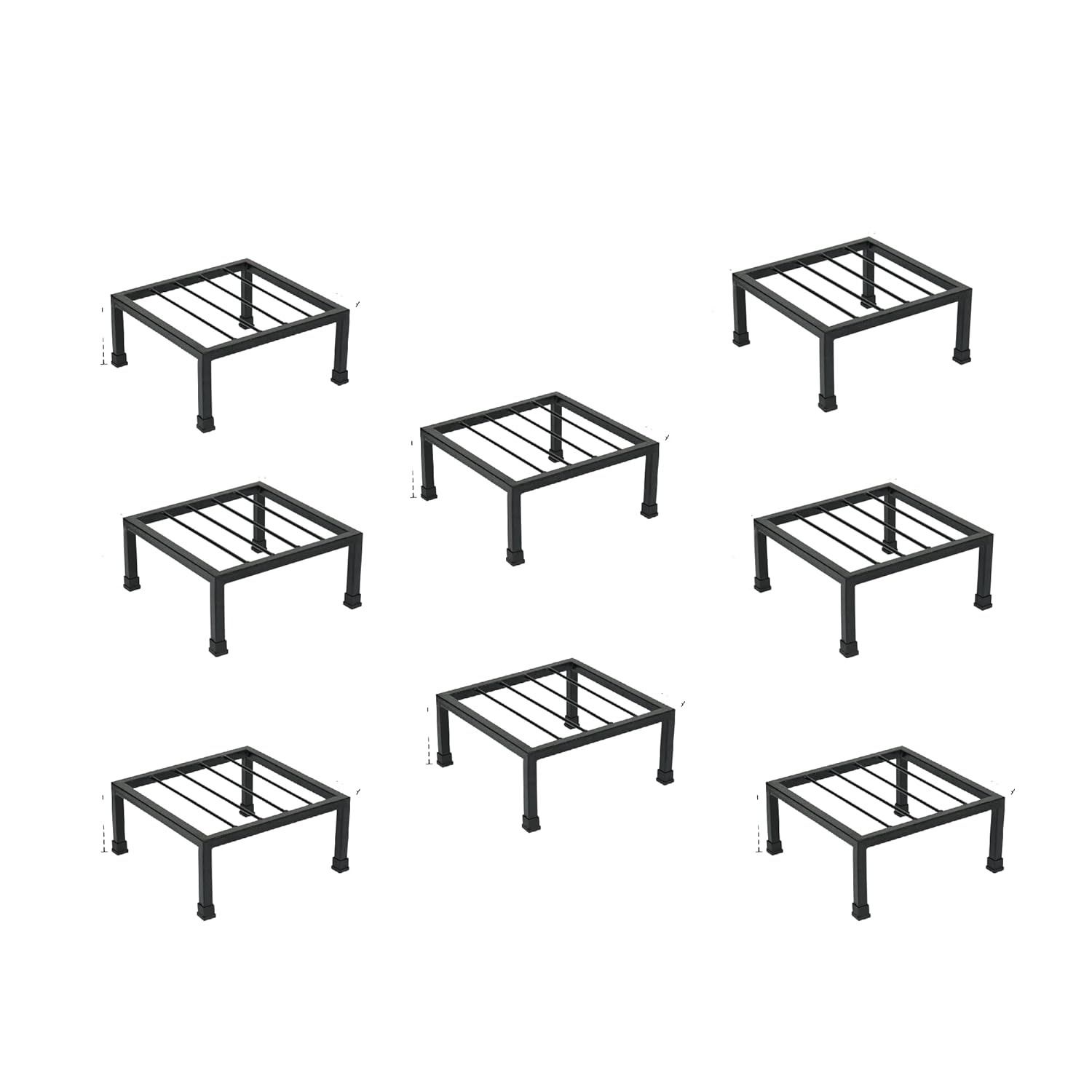 Set of 8 - 8 x 8 x 5 Inch Black Heavy Square Plant Stand | Anti Rust Powder Coated | Square Planter Stand for Living Room, Outdoor & Indoor Plants