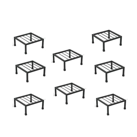Set of 8 - 8 x 8 x 5 Inch Black Heavy Square Plant Stand | Anti Rust Powder Coated | Square Planter Stand for Living Room, Outdoor & Indoor Plants