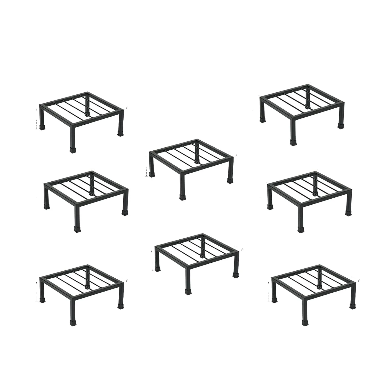 Set of 8 - 8 x 8 x 5 Inch Black Heavy Square Plant Stand | Anti Rust Powder Coated | Square Planter Stand for Living Room, Outdoor & Indoor Plants