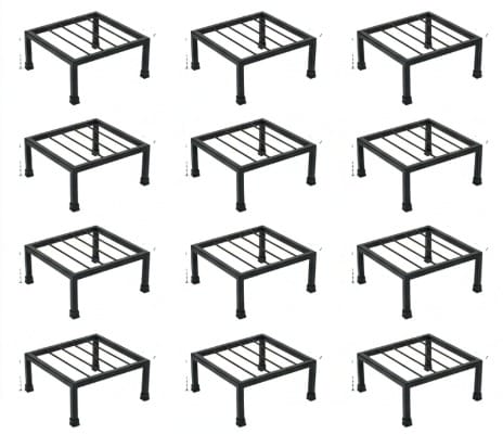 Set of 12 - 8 x 8 x 5 Inch Black Heavy Square Plant Stand | Anti Rust Powder Coated | Square Planter Stand for Living Room, Outdoor & Indoor Plants