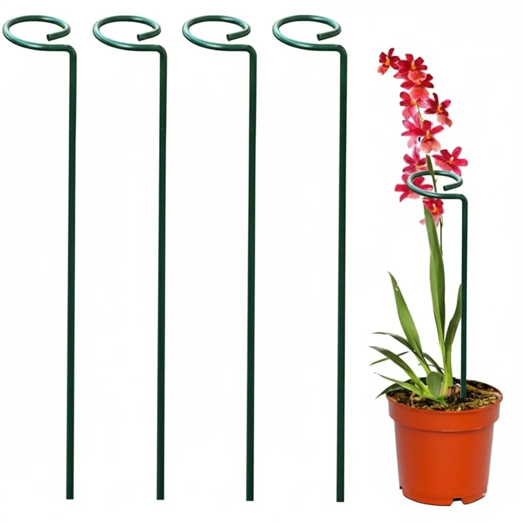 Set of 4 - 18 Inch Green Plant Stem Supporter Strong and Durable Garden Plant Trellis | Anti Rust Powder Coated