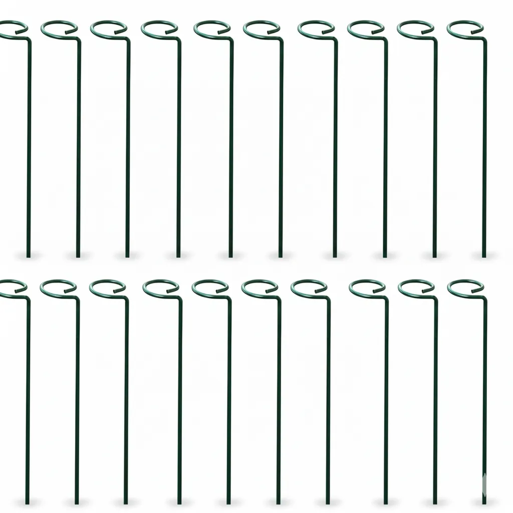 Set of 20 - 18 Inch Green Plant Stem Supporter Strong and Durable Garden Plant Trellis | Anti Rust Powder Coated