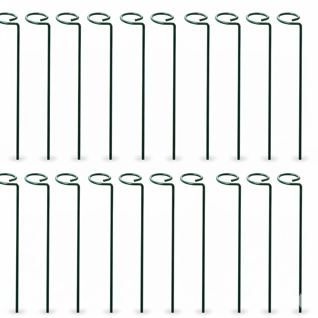 Set of 20 - 18 Inch Green Plant Stem Supporter Strong and Durable Garden Plant Trellis | Anti Rust Powder Coated