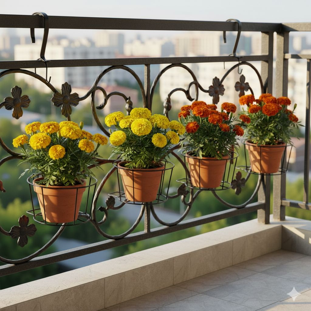 Set of 4 - 8 X 7 Inch Black Railing Basket