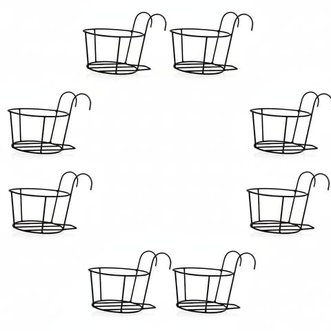 Set of 8 - 8 X 7 Inch Black Railing Basket