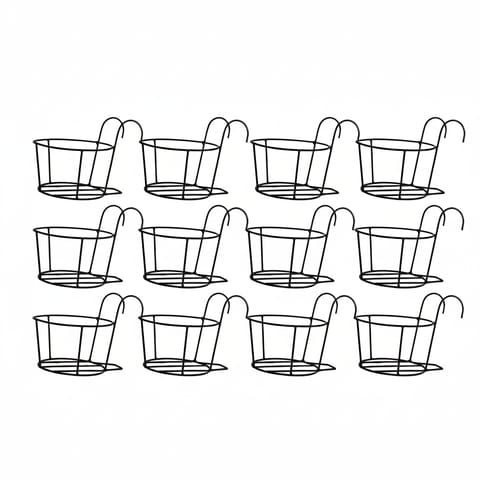 Set of 12 - 8 X 7 Inch Black Railing Basket
