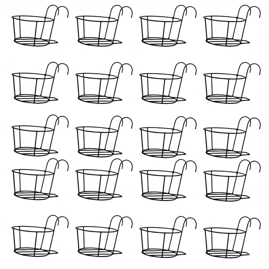 Set of 20 - 8 X 7 Inch Black Railing Basket