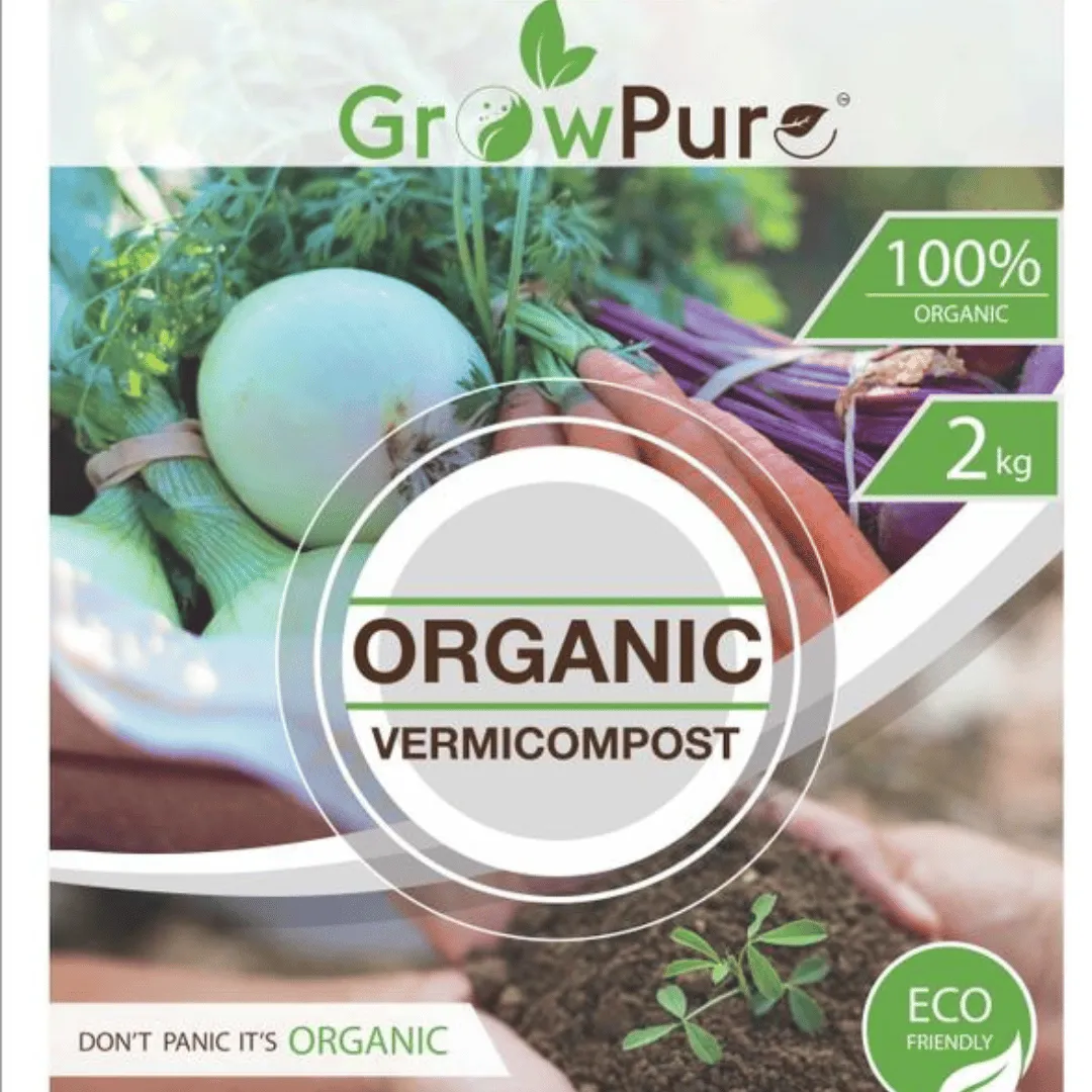Set of 3 - 2 KG Grow Pure Organic Vermicompost for plants growth - 6 KG