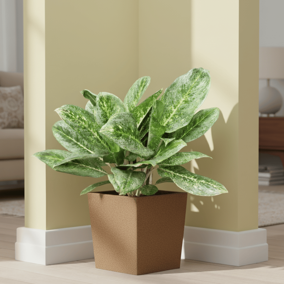 Aglaonema Butterfly in 8 X 8 Inch Sandstone Premium Kyvos Fiberglass Planter
