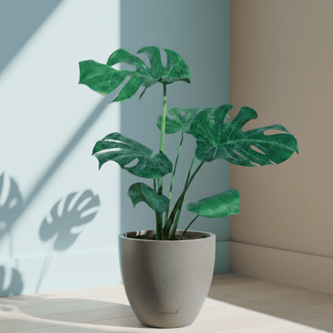 Monstera Deliciosa (~ 2 Ft) in 10 X 10 Inch Grey Premium Convessa Fiberglass Planter