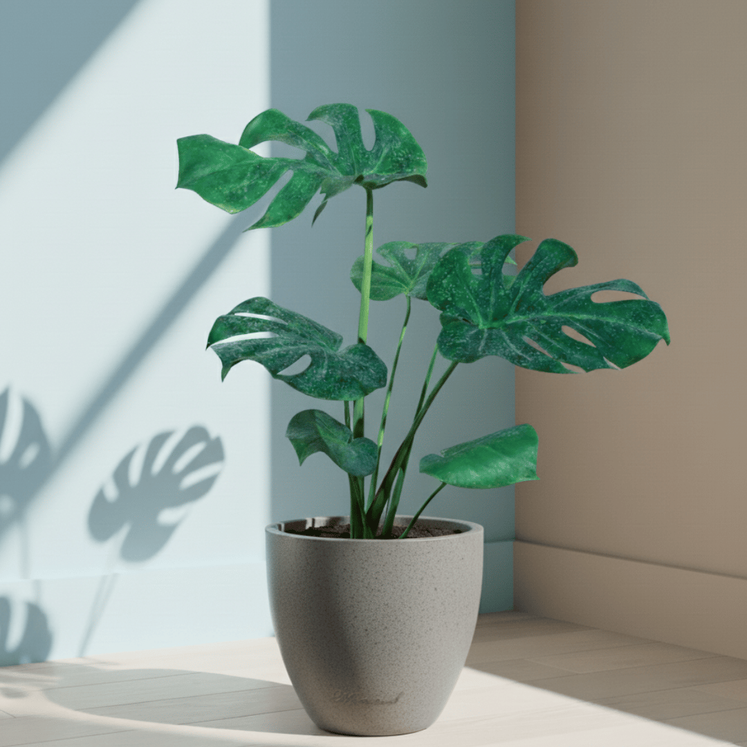 Monstera Deliciosa (~ 2 Ft) in 10 X 10 Inch Grey Premium Convessa Fiberglass Planter
