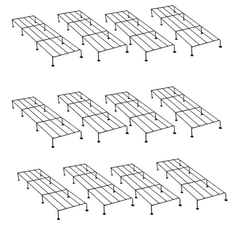 Set of 12 - 2 Ft (60 X 22 X 11 Cm) Single Step Black Lite Plant Stand | Anti Rust Powder Coated | Planter Stand for Living Room, Outdoor & Indoor Plants