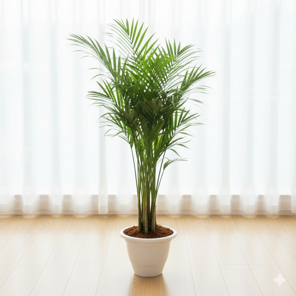 Areca Palm (~ 4 Ft) in 10 Inch Classy White Plastic Pot