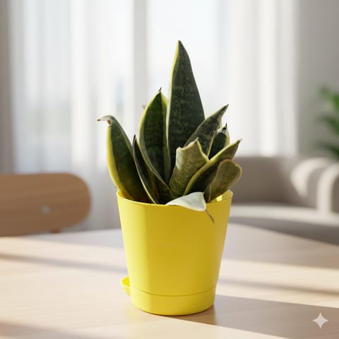 Snake Yellow in 4 Inch Yellow Florence Self Watering Pot