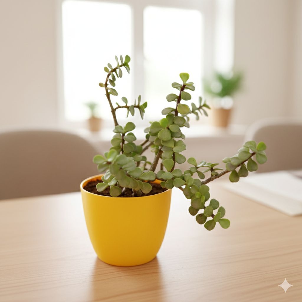 Jade in 4 Inch Yellow Premium Orchid Round Plastic Pot