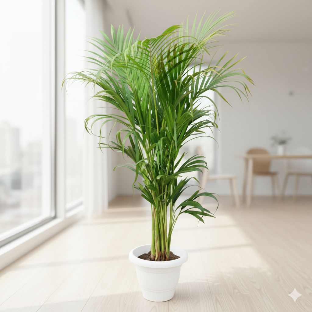 Areca Palm (~ 3 - 4 Ft) in 10 Inch Classy White Plastic Pot