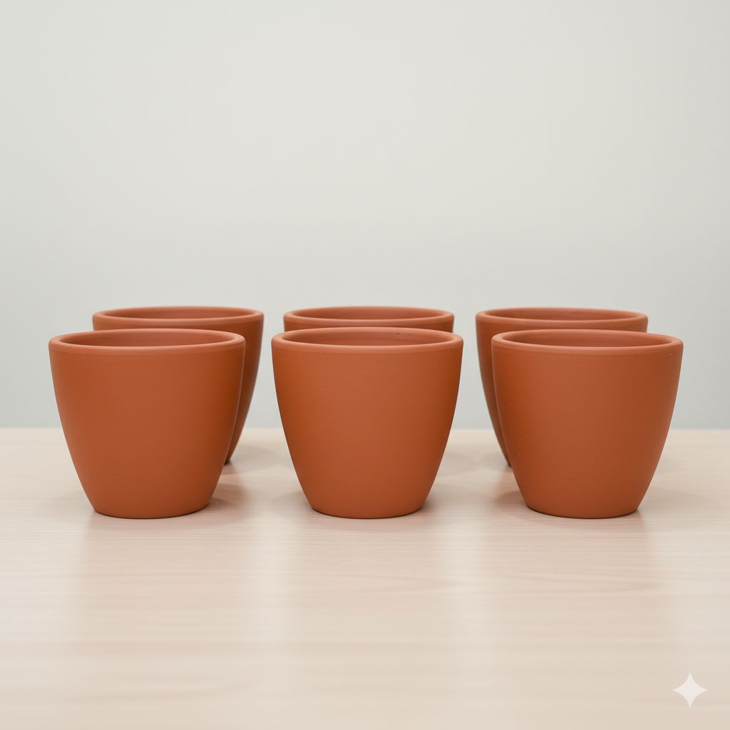 Set of 06 - 4 inch Shilp Maati Pot - Chic Small Pot for Decor Corners
