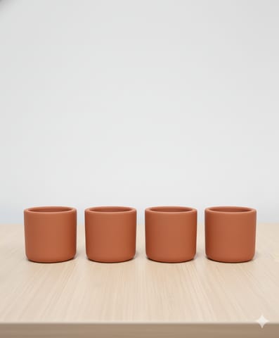 Set of 04 - 3 inch Pankh Maati Pot - Compact Sleek Handcrafted Design