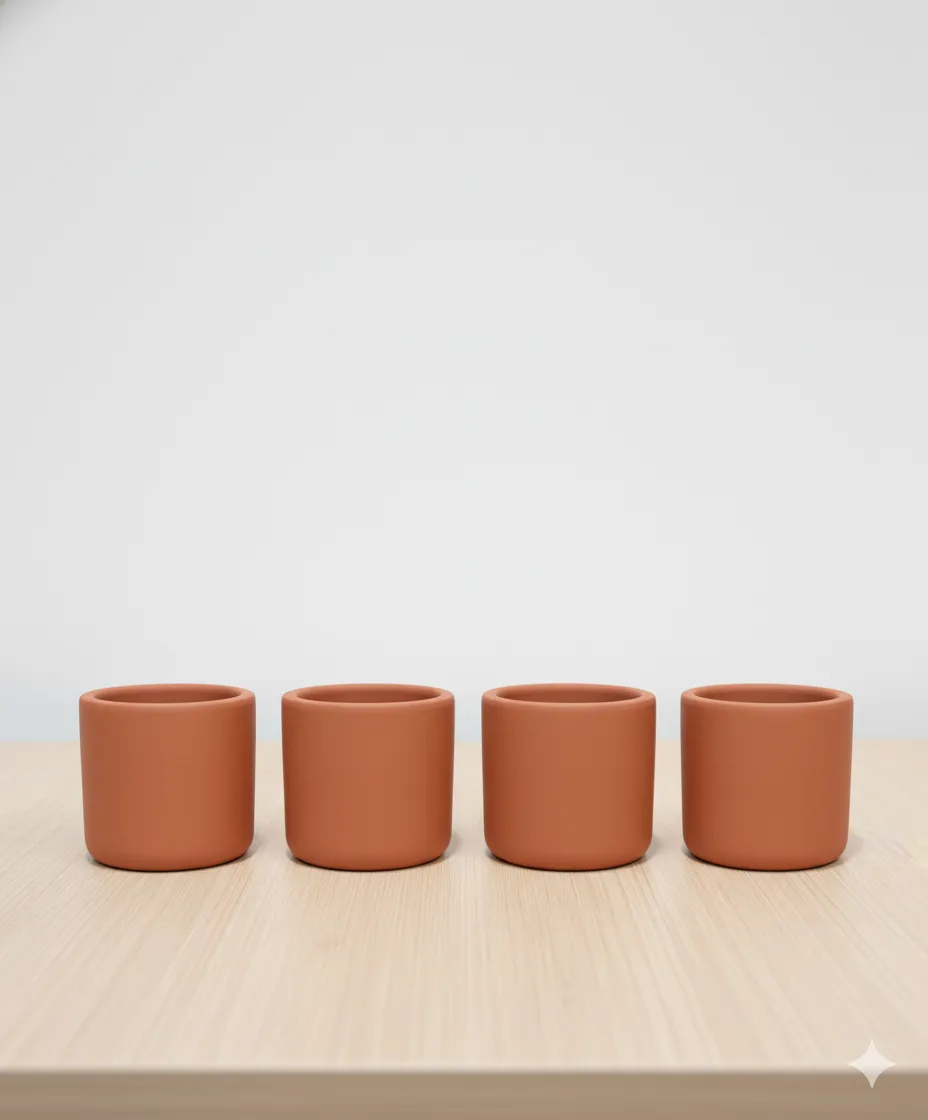 Set of 04 - 3 inch Pankh Maati Pot - Compact Sleek Handcrafted Design