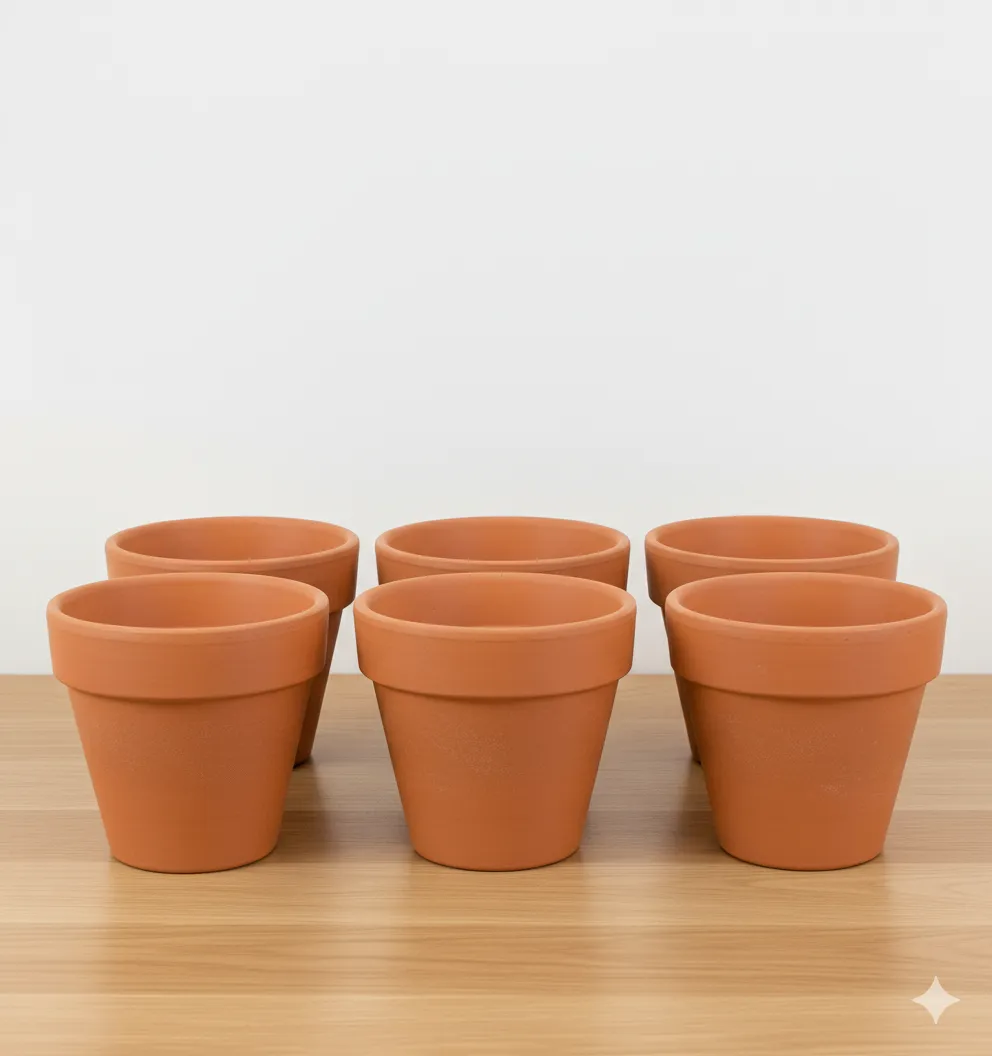 Set of 06 - 4 inch Dhara Maati Pot - Classic Minimal Handcrafted Form