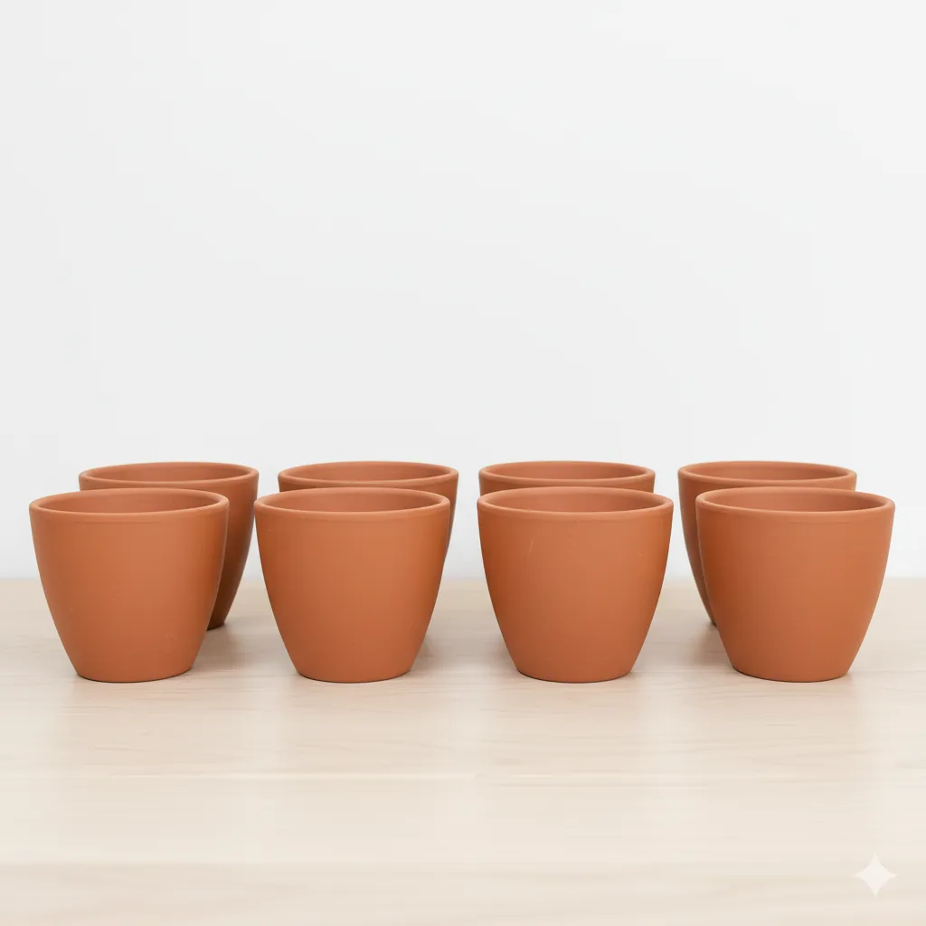 Set of 08 - 3 inch Shilp Maati Pot - Small Elegant Eco-Friendly Accent