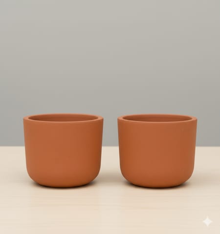 Set of 02 - 6 inch Aaroh Maati Pot - Bold Modern Design with Curve