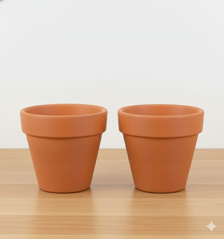 Set of 02 - 6 inch Dhara Maati Pot - Large Earthy Handcrafted Piece